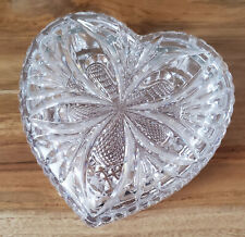 Vintage Karas Crystal Heart Shaped Trinket Box Etched 5