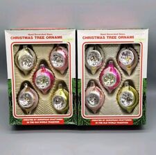 10 Vtg Commodore Reflector Teardrop Glass Ornaments Hand Decorated Romania 4