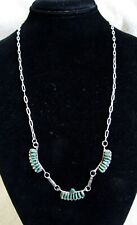 Zuni Indian Needlepoint Cerrillos Turquoise Sterling Silver Pendants Necklace picture