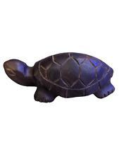 Wood-carved Turtle Vintage Desk Decor Paperweight Wooden figurine bric a brac picture