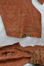  antique wool paisley shawl scraps big pieces red repurpose original  picture
