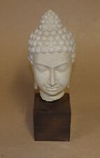 BUDDHA BUST HEAD STATUE ON SQUARE PEDESTAL BASE STAND 9