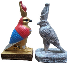 Set of 2 Egyptian God HORUS Falcon figurine Handmade Statue of Heavy Stone picture
