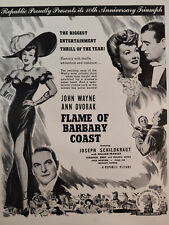 Vintage Movie Ad FLAME of the BARBARY COAST John Wayne Ann Dvorak 1945 picture