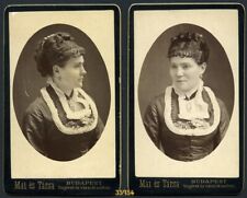 LOT 2x, same pretty woman w amazing hair, MAI Manó, antique CDV, 1880's  Hungary picture