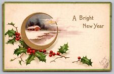 A Bright New Year-Embossed Antique Postcard-Early 1900s-Unposted picture
