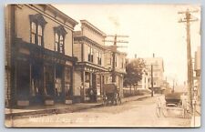 Lubec Maine~Water St~Clark Department Store~Habee Apothecary~Buggy Closeups RPPC picture