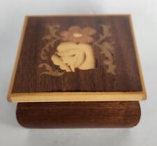 Vtg Intarsitalia Made In Italy Wood Floral Vine Inlay Jewelry Trinket Box 3 x 3 picture