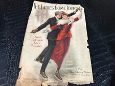 FEBRUARY 1915 LADIES HOME JOURNAL  magazine cover ICE SKATING picture