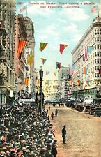 SAN FRANCISCO POSTCARD - CROWDS ON MARKET ST DURING PARADE, CARDINELL-VINCENT picture