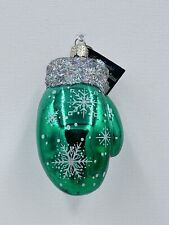 Old World Christmas Green Christmas Mitten Hand Blown Christmas Ornament picture