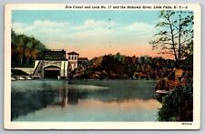 Vintage Postcard NY Little Falls Mohawk River Erie Canal Lock No. 17 ~12037 picture