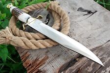 RARE OUTDOOR HANDMADE HUNT SURVIVAL FORGE BLADE TACTICAL BOWIE KNIFE ANTLER  picture