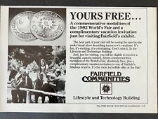 1982 Fairfield Communities Commemorative Medallion World's Fair Vintage Print Ad picture