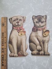 BOGUE'S SOAP TRADE CARD, BEAUTIFUL LARGE DIECUT DOG & CAT picture