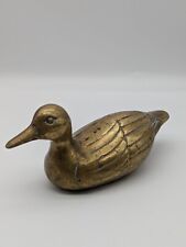 Vintage Solid Brass Swimming Duck Figure picture