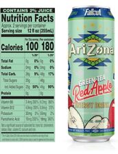 Arizona X FALLOUT Energy Drink Green Tea RED APPLE x1 Count || PRICE DROP picture