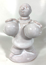 L. Hjorth Denmark Whitewash Pottery Figurine Man with Water Jugs C.J.V. picture