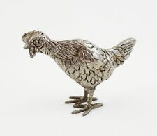 Vintage Pewter Chicken Hen Figurine 2 1/2” x 3 5/8” Country Farm House. picture