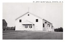 Coventry RI Rhode Island St. John's & Paul Church Street View Chrome Postcard picture