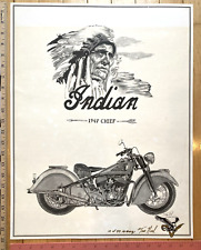 1947 Indian Chief Motorcycle Print Signed & Numbered Tom Noel 1995 Art Poster picture