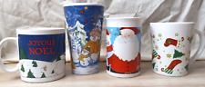 4x Christmas Mugs Santa Noel Snowman Stockings picture