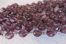 Vintage 8mm Czech Glass Amethyst Purple Faceted Bead Chain for Chandelier 35