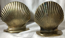 Vintage Solid Brass 5” Clam Seashell Bookends Pair picture