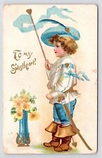 c1910s TO MY SWEETHEART~Victorian Soldier Boy~Valentine~Antique Art Postcard picture