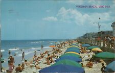 c1950s Virginia Beach sun bathers umbrellas boardwalk Virginia postcard E995 picture