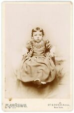 1893 CABINET CARD ADORABLE LITTLE GIRL BEAUTIFUL DRESS MATHEWS NEW YORK NY picture