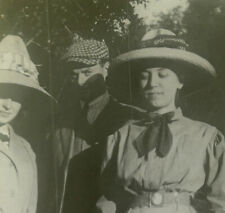 Edwardian Fashion Women Big Hats Man 1910s Antique Snapshot Photo picture