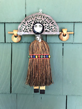 Vintage Folk Art Wall Hanging Tribal Angel Queen Woman Whisk Broom Body  Beads picture