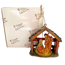 Vintage Nativity in Stable Christmas Ornament Fontanini Depose Italy 3