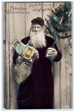 c1910's Merry Christmas Santa Claus With Toys Tinted Antique RPPC Photo Postcard picture