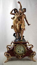 Hughe French Art Nouveau clock Statue by Moreau movement Ad Mougin picture