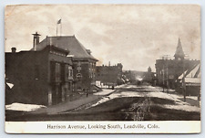 Original Old Vintage Outdoor Postcard Street View Buildings Leadville Colorado picture