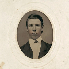 Tintype Photo Independent Young Man c1865 Antique 1/16 Plate Handsome Boy A2519 picture