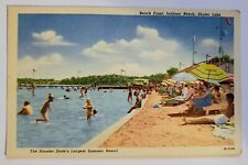 Indiana Shafer Lake Beach Swimming & Sunning Linen Postcard  picture