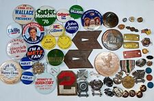 Vintage Junk Drawer Lot - Pins Pinbacks, Military, Fraternity, Political  & More picture