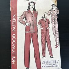 Vintage 1940s Hollywood 1259 Two Piece Pajamas WWII Shirt Sewing Pattern 20 CUT picture