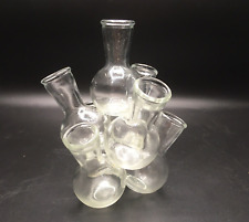 Vintage Clear Glass Cluster 7 Floral Bud Vase Propagation Station picture
