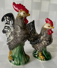 Vintage Set NAPCO Rooster Hen Chicken SALT PEPPER SHAKER Country FARMHOUSE Japan picture