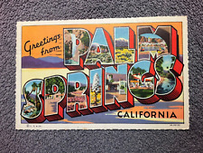 Greetings from Palm Springs CA Large Letter Linen Postcard picture