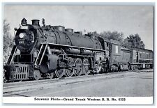 c1940 Souvenir Photo Grand Trunk Western Rail Road Locomotive Train MI Postcard picture