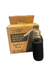 6 Chef’s Star Clear 16oz Glass Beverage Bottles picture