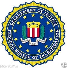 FBI DEPARTMENT OF JUSTICE HELMET STICKER LAPTOP STICKER TOOLBOX STICKER BUMPER  picture