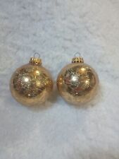 Vintage Christmas Ornament Lot Of 2 Gold Tone Glass Decoration picture