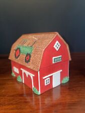 FIGI'S Gifts Collectible Red BARN Porcelain Trinket Box Christmas 2004 Tractor picture