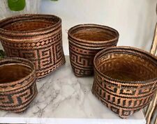 **AWESOME FOUR  VINTAGE NATIVE AMERICAN AMAZON RAINFOREST TRIBAL  BASKETS HTF ** picture